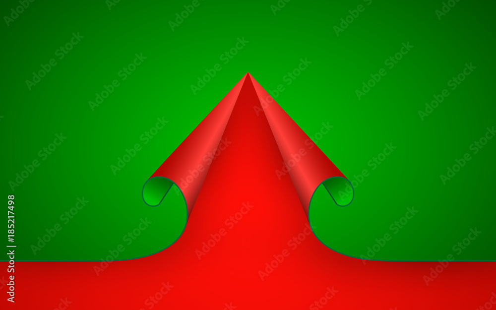 Obraz premium Christmas paper background curled corner, vector