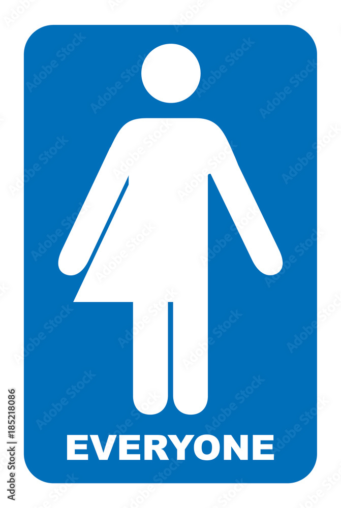 Gender neutral sign. Transgender restroom sign. Vector illustration. Blue symbol isolated on white. Mandatory banner. Toilett for everyone