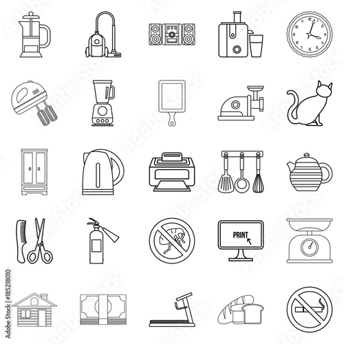 Comfortable icons set, outline style