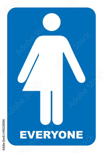 Gender neutral sign. Transgender restroom sign. Vector illustration. Blue symbol isolated on white. Mandatory banner. Toilett for everyone photo