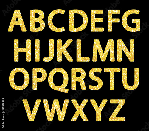 Luxury festive Golden glitter sparkling alphabet letters