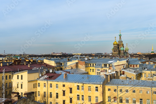 Saint Petersburg, view from roof at the Church of the Savior on Blood, amid many other houses