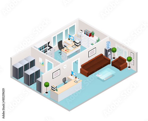 Office Interior Isometric Design