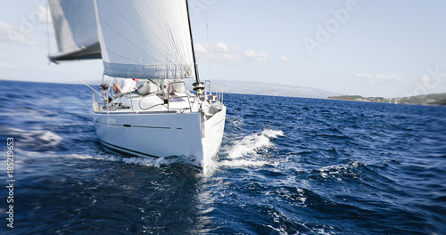 Luxury yachts at Sailing regatta. Sailing in the wind through the Sea.