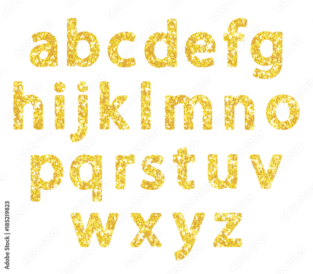 Luxury festive Golden glitter sparkling alphabet letters