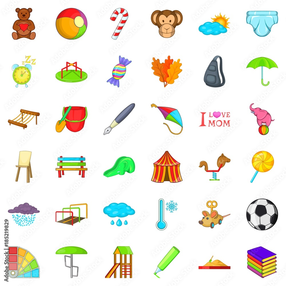 Fun thing icons set, cartoon style Fun thing icons set, cartoon style