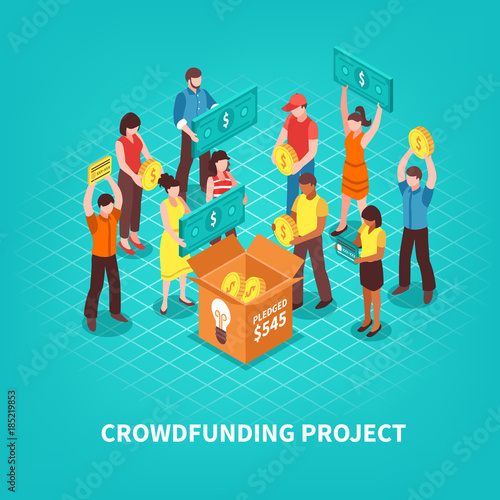 Isometric Crowdfunding Illustration