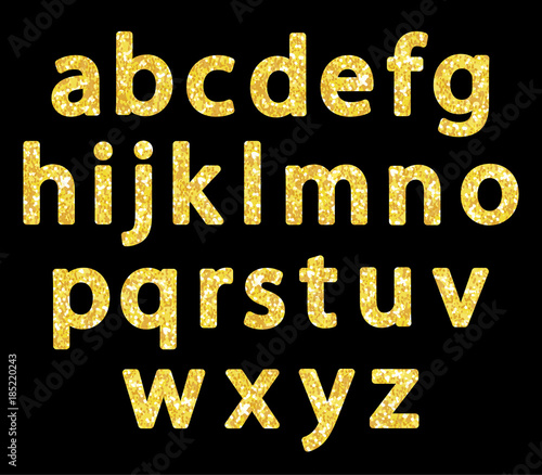 Luxury festive Golden glitter sparkling alphabet letters