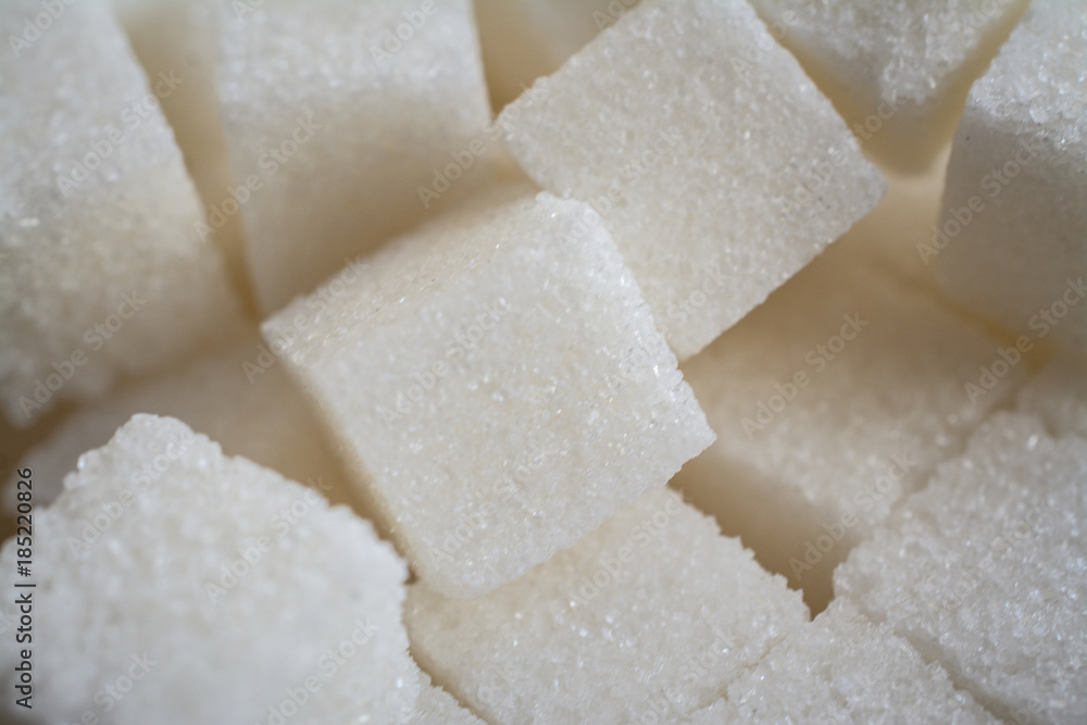 Close up shot of white refinery sugar