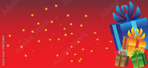 presents stars and red background
