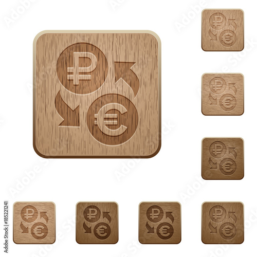 Ruble Euro money exchange wooden buttons