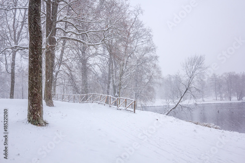 Парк во время снегопада, снежный парк  © alenka2194