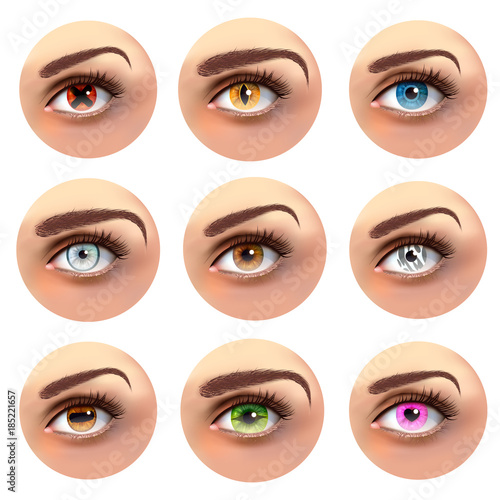 Colorful Eyes With Different Pupils Set