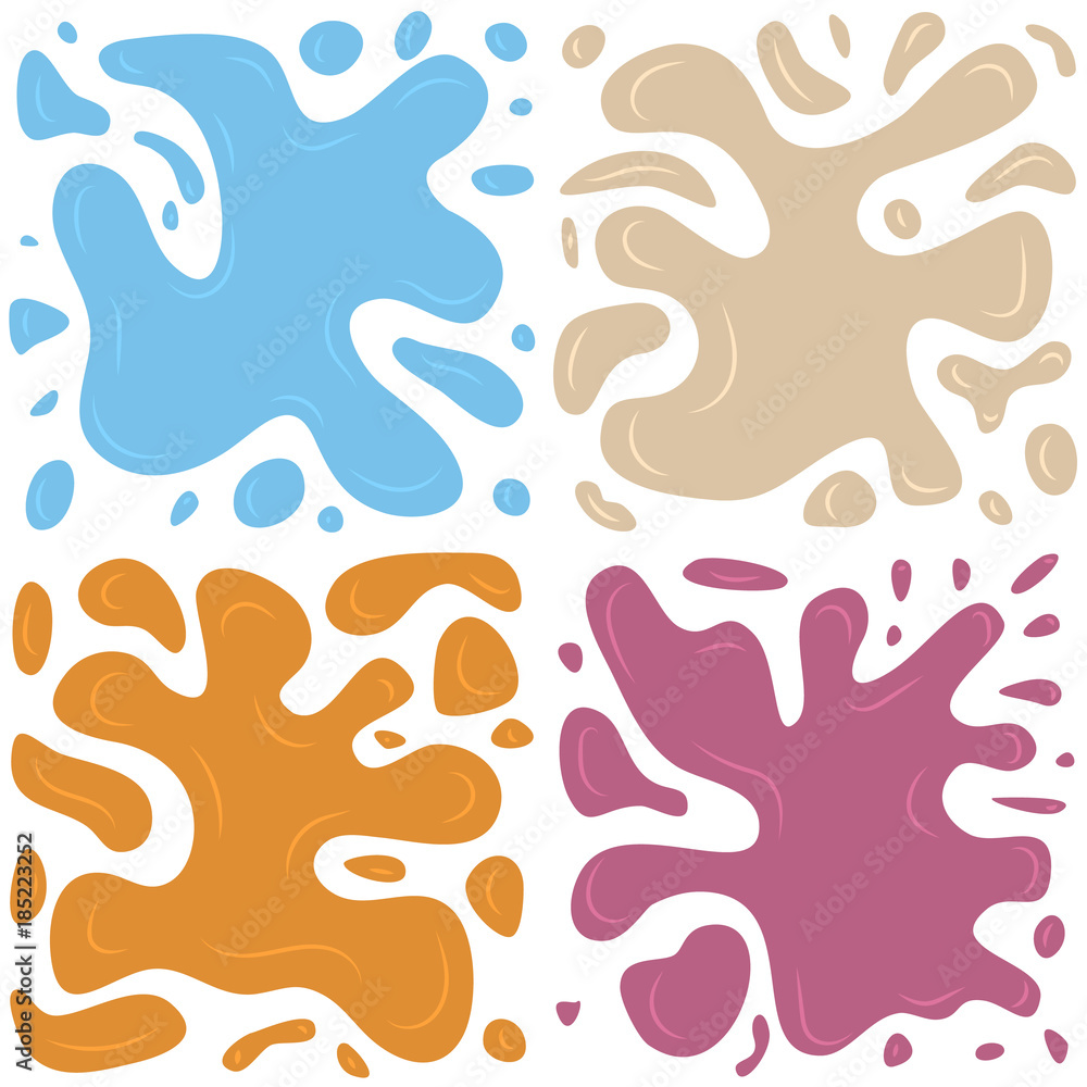 Set of four multi color splashes on a white background. Vector illustration
