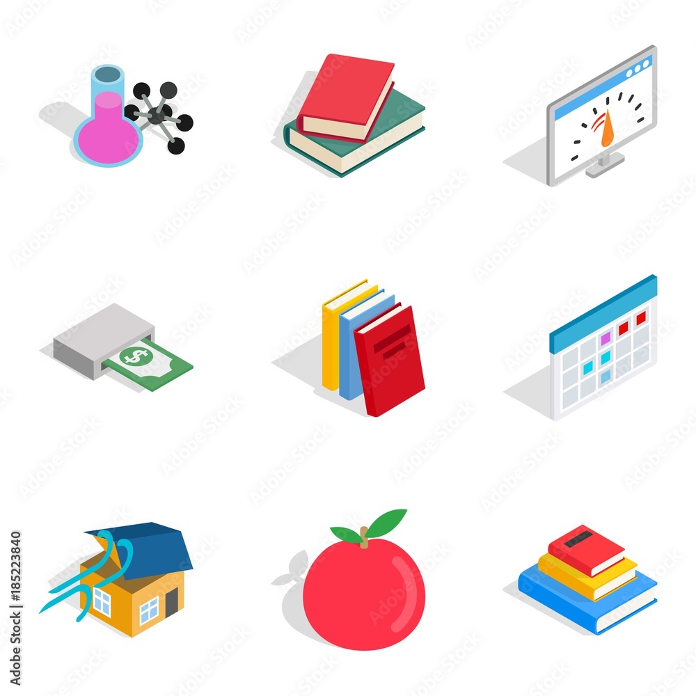Chemistry icons set, isometric style Chemistry icons set, isometric style