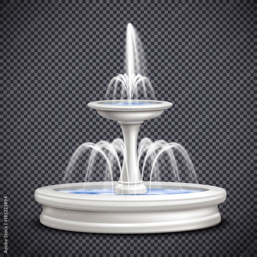 Fototapeta Fountains Realistic Isolated Transparent Composition