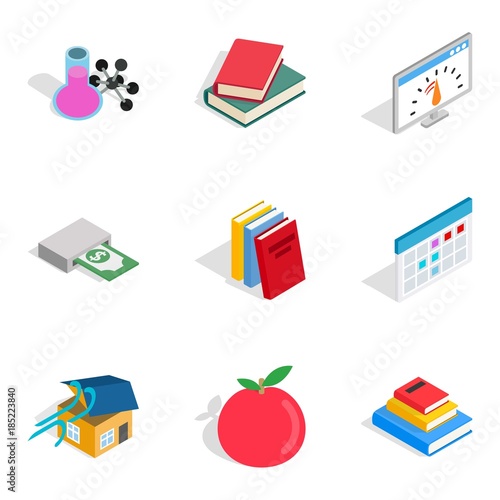 Chemistry icons set, isometric style