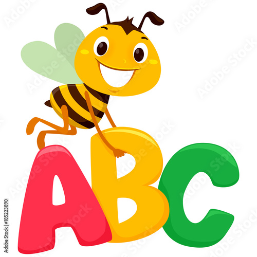 Vector Illustration of Bee with ABC letters photo