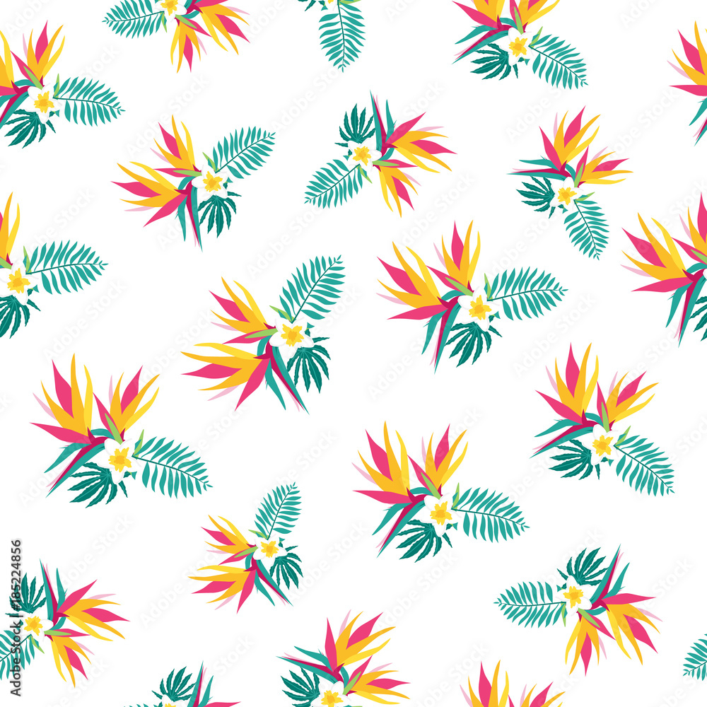 Fototapeta premium Floral paradise tropic seamless pattern