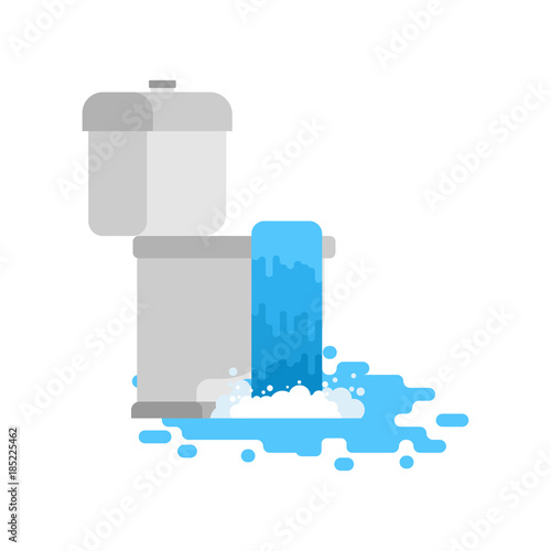 Toilet is clogged with water leaking out. Vector illustration