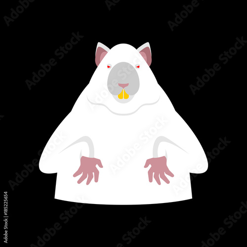 Laboratory mouse is white. Red eyes. Rat for experiments. Experimental rodent. Vector illustration