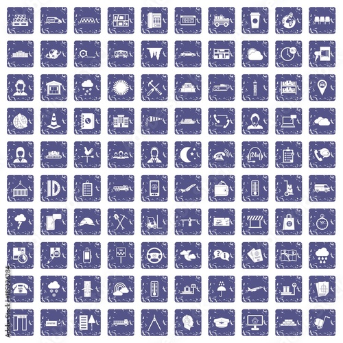 100 dispatcher icons set grunge sapphire