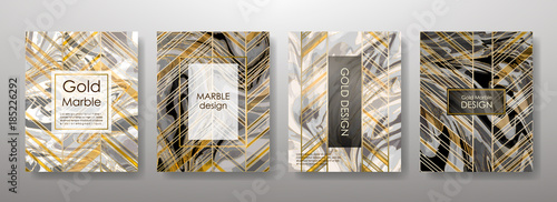 Gold marble template set, artistic covers design, colorful texture,realistic fluid backgrounds. Black, white Trendy pattern, graphic poster, watercolor geometric brochure, cards. Vector illustration