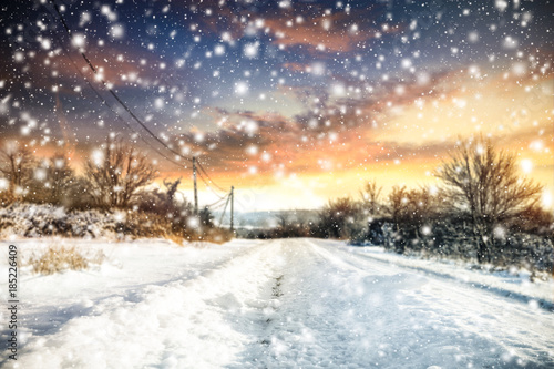 winter road background of free space for your text  © magdal3na