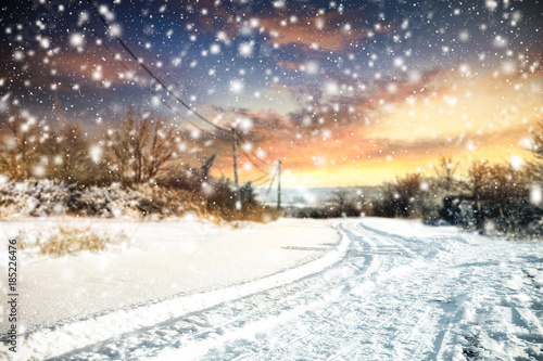 winter road background of free space for your text 