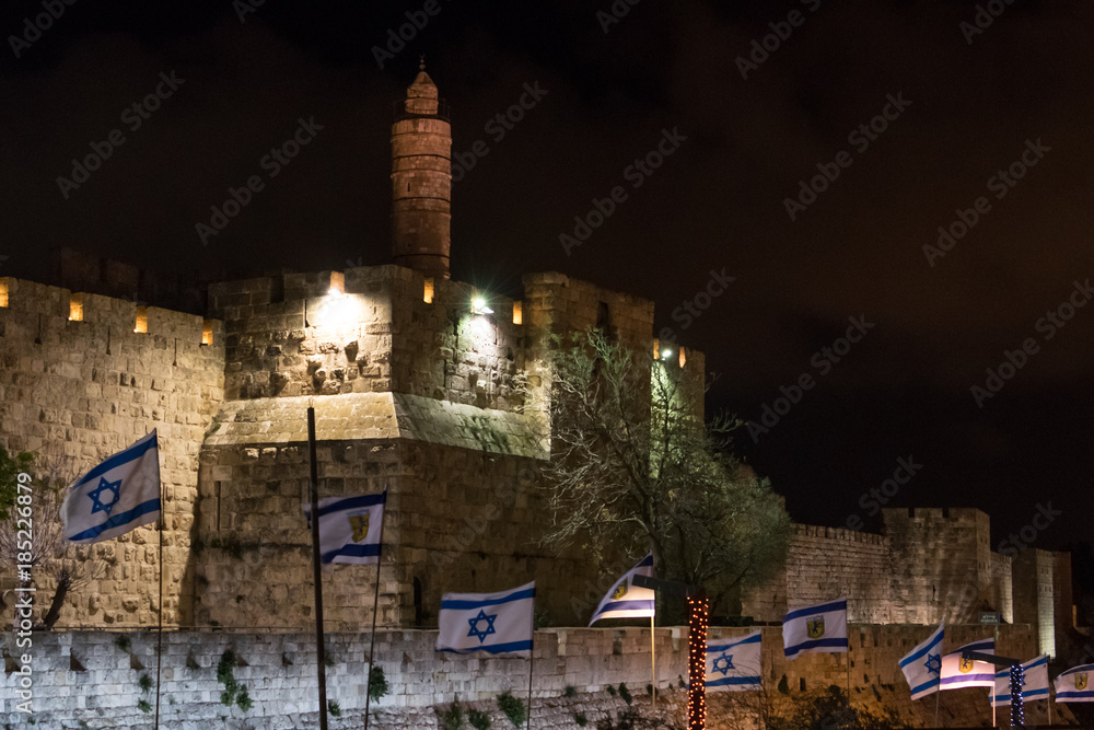 Tower of David at night