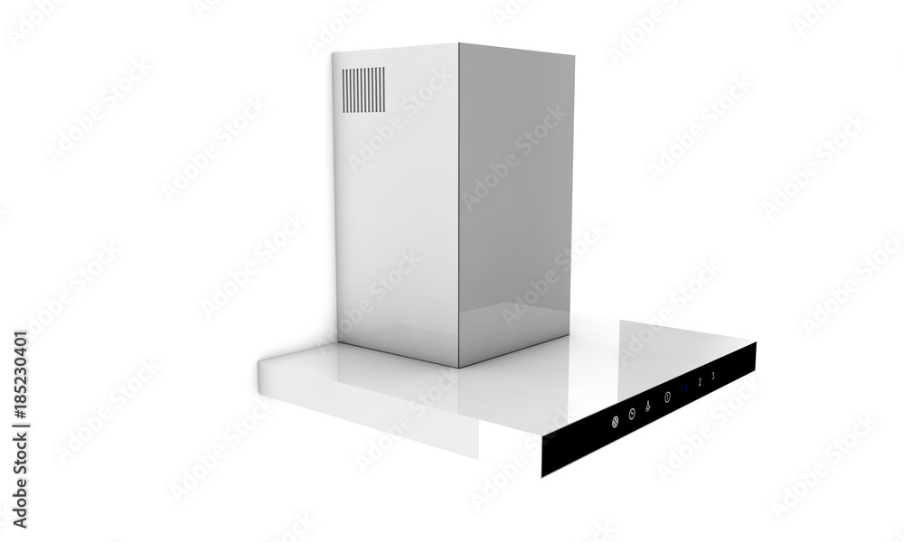 Silver cooker hood isolated on white background 3d render Silver cooker hood isolated on white background 3d render
