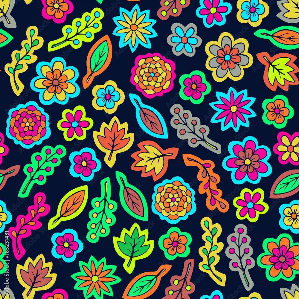 Floral doodles pattern ethnic ornament autumn Floral doodles pattern ethnic ornament autumn