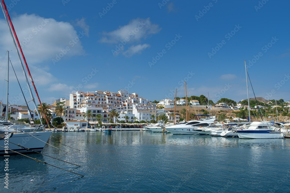 Moraira harbour and yacht club, Costa Blanca, Spain.