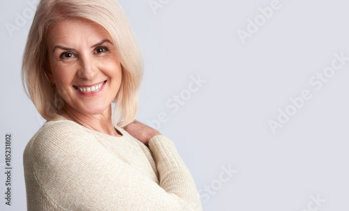 Smiling old woman. anti aging concept