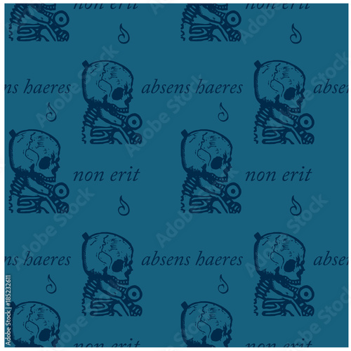 Absens haeres non erit an absent person will not be an heir - in latin language seamless pattern for web, textile and print. photo