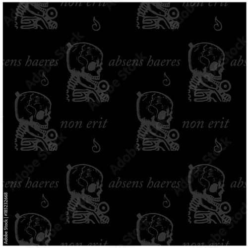 Absens haeres non erit an absent person will not be an heir - in latin language seamless pattern for web, textile and print. © lkeskinen