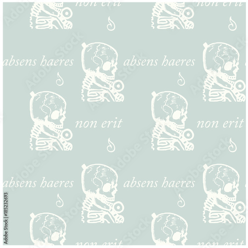 Absens haeres non erit an absent person will not be an heir - in latin language seamless pattern for web, textile and print. photo