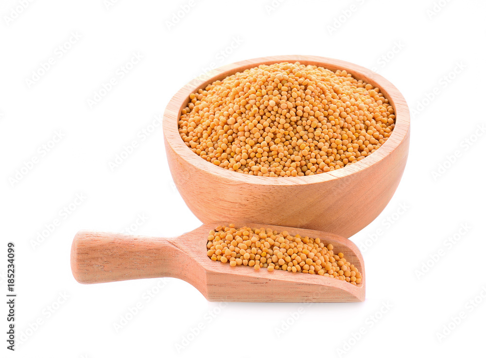 mustard seeds on white background mustard seeds on white background