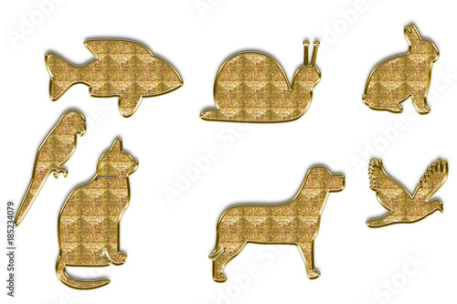 Figuras de animales de oro.