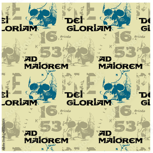 Ad maiorem Dei gloriam to the greater glory of God - in latin language seamless pattern for web, textile and print. photo