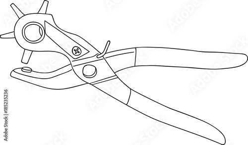 Line Art Vector Illustration Handtool Revolving Punch Plier Coloring Page Icon Logo Label Template Element for Design Realistic Fine Details