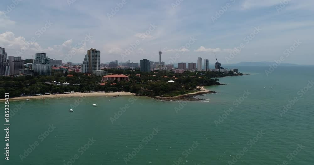 PATTAYA, THAILAND, MARCH 2017: Aerial View over Pattaya coast. PATTAYA, THAILAND, MARCH 2017: Aerial View over Pattaya coast.