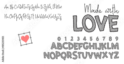 Made with love. Two fonts, for your design, one calligraphic handwriting, the second grotesque sketch.