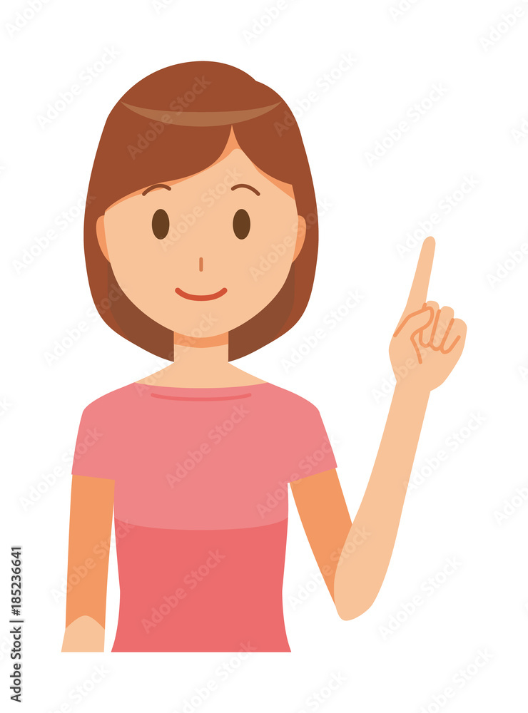 My mom wearing short sleeve clothes is pointing My mom wearing short sleeve clothes is pointing