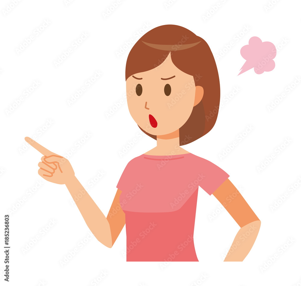 Mommy in short sleeve clothing is angrily pointing to your finger Mommy in short sleeve clothing is angrily pointing to your finger