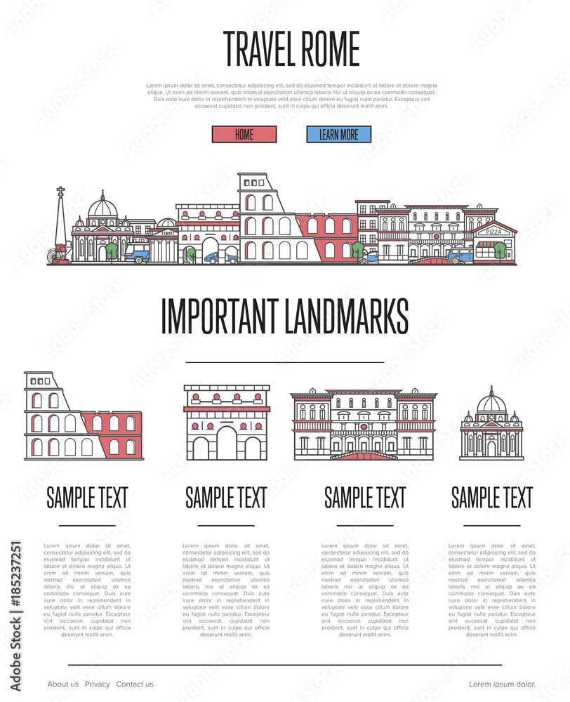 Design Guide To Rome Rome city travel infographics with most important architectural ...