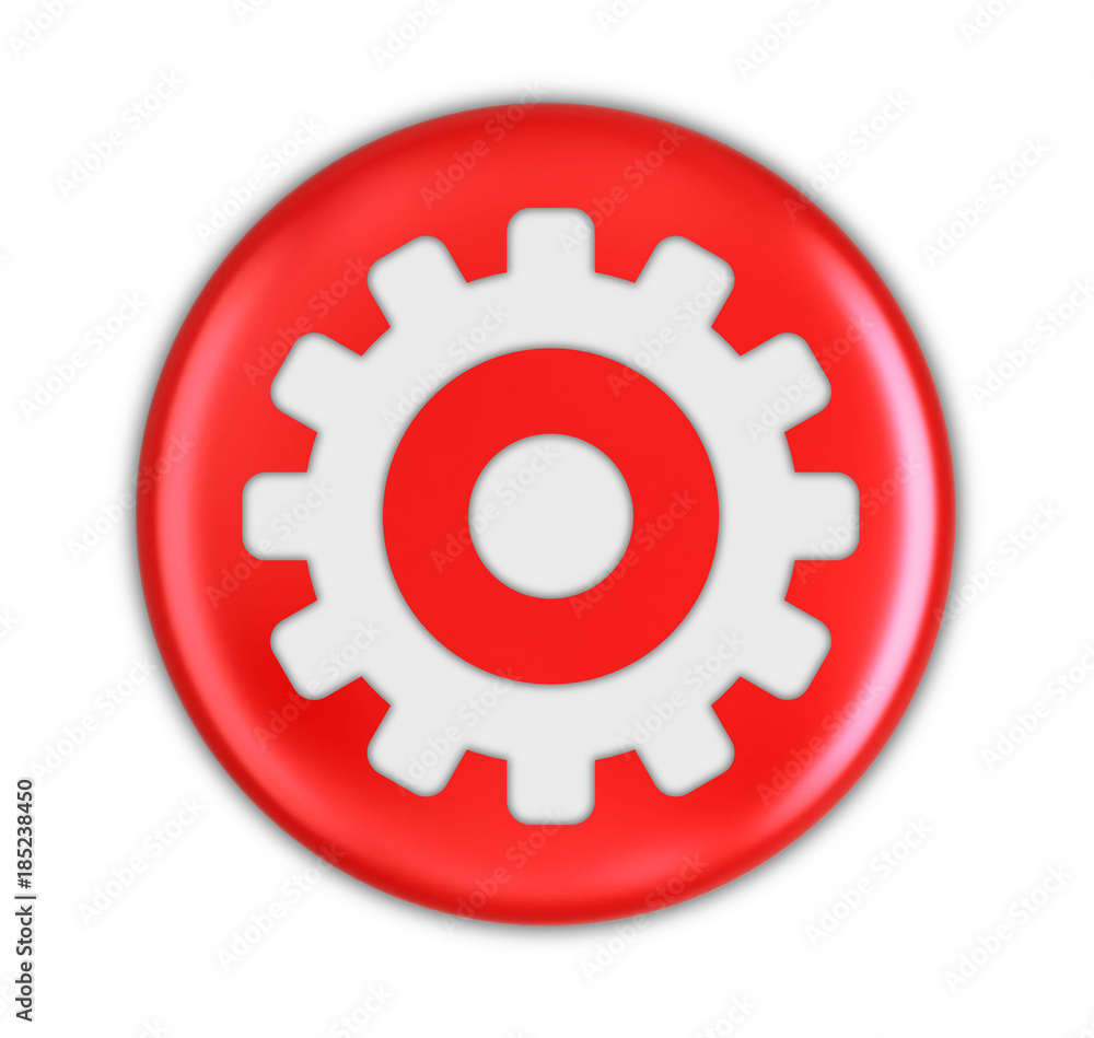 Button with gear. Image with clipping path Button with gear. Image with clipping path