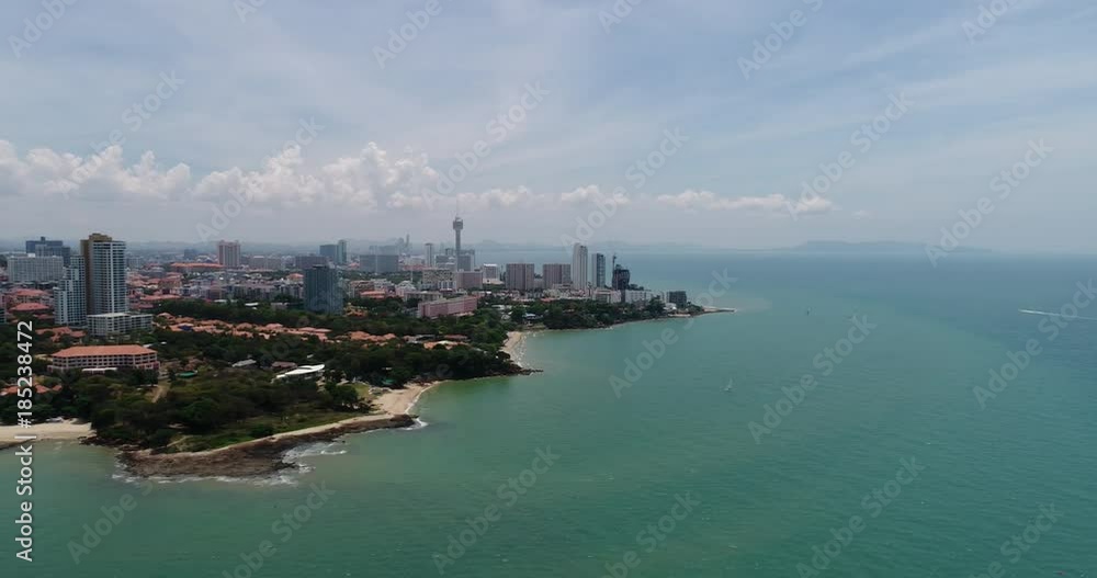PATTAYA, THAILAND, MARCH 2017: Aerial View over Pattaya coastline PATTAYA, THAILAND, MARCH 2017: Aerial View over Pattaya coastline