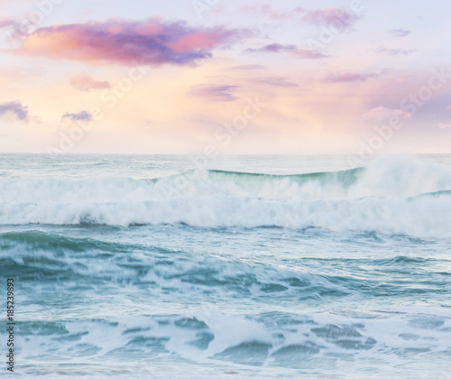 Summer ocean cloudy sunrise seascape