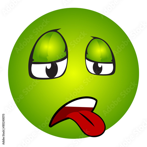 Sick emoticon with tongue out